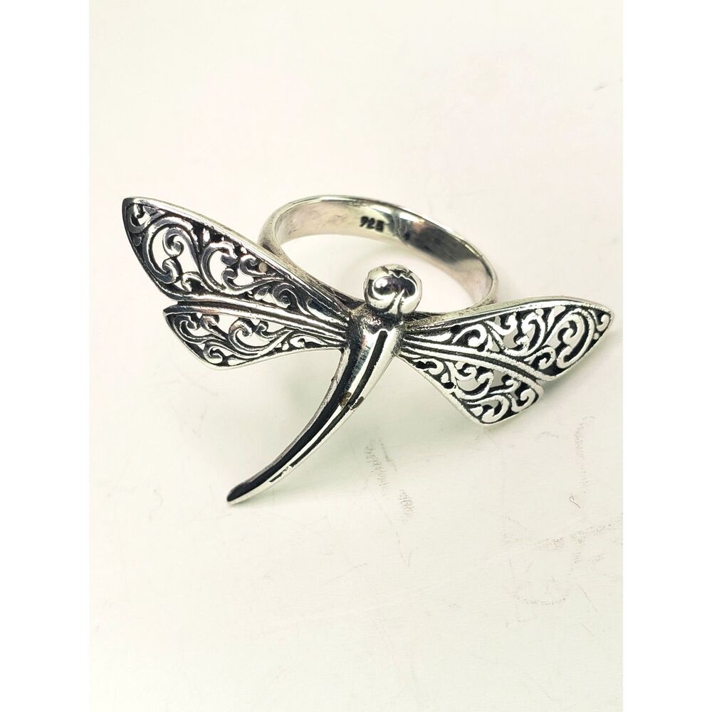 Large Sterling Dragonfly Ring 925 Silver Bug Insect Statement Sz 7.75/8 5.3gr